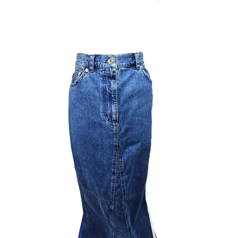 VTG Ralph Lauren Denim Maxi Skirt Raw Pockets Women 8 Boho Festival Western 90s